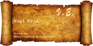 Vogl Erik névjegykártya